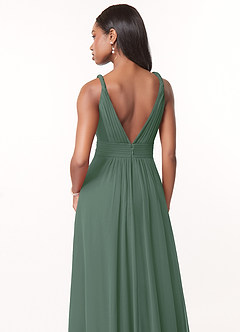 Azazie Maren Bridesmaid Dresses Eucalyptus A-Line Pleated Chiffon Dress image5