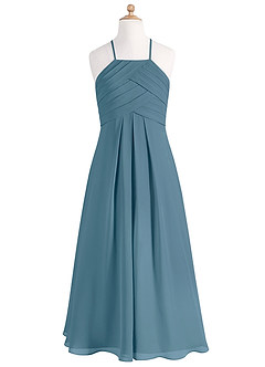 Azazie Ginger Junior Bermuda A-Line Pleated Chiffon Dress image7