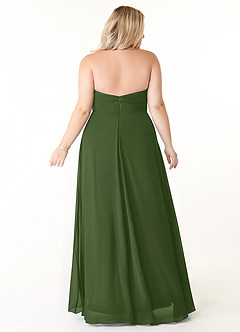 Azazie Tessie Bridesmaid Dresses Olive A-Line V-Neck Pleated Chiffon Dress image7