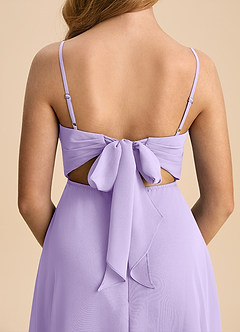Azazie Shale Junior Lilac A-Line Bow Chiffon Dress image7