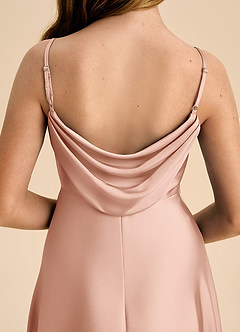 Azazie Bug Junior Robe Trapèze en Satin extensible Plissée Or Rose image8