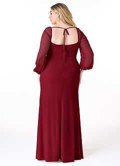 Azazie Charissa Final Sale Champagne Sheath Corset Pleated Mesh Dress image8