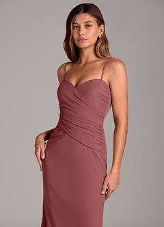 Azazie Katelyn Bridesmaid Dresses Amethyst Sheath Strapless Mesh Convertible Dress image2