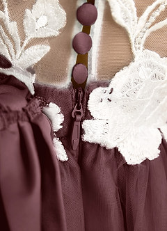 Azazie Sundae Flower Girl Dresses Sangria Ball-Gown Lace Dress image8