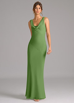 Azazie Rylina Bridesmaid Dresses Basil Mermaid Pleated Chiffon Dress image4