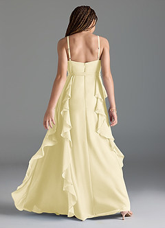 Azazie Peyton Junior Lemon Sorbet A-Line V-Neck Cascading Ruffles Chiffon Dress image5