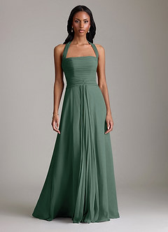 Azazie Clarisa Bridesmaid Dresses Sea Moss A-Line Pleated Chiffon Dress image5