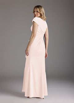 Azazie Tana vestidos de madre de la novia Vestido de Rosa Rubor de Crepé elástico de Sirena con Cuello en V plisado image2
