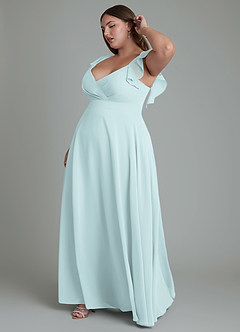 Azazie Leilani Bridesmaid Dresses Mist A-Line Pleated Chiffon Dress image10