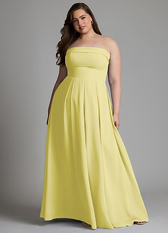 Azazie Lucienne Vestidos de damas de honor Vestido Sorbete De Limón de Gasa de Línea A Convertible con Palabra de honor image8