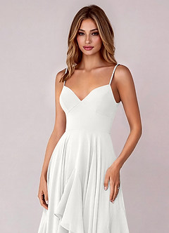 Azazie Zaina Brautjungfernkleider A-Linie Chiffon Kleid Weiß image2