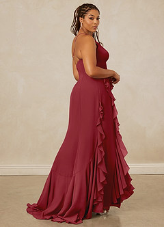 Christian Siriano Bridal for Azazie 1006 Bridesmaid Dresses Pomegranate Mermaid Ruched Chiffon Dress image9