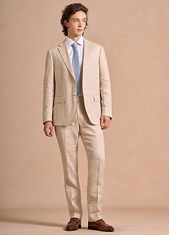 front Harrison Tan 100% Linen Suit