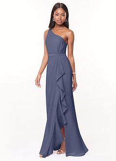 Azazie Liza Bridesmaid Dresses Stormy Mermaid One Shoulder Chiffon Dress image1