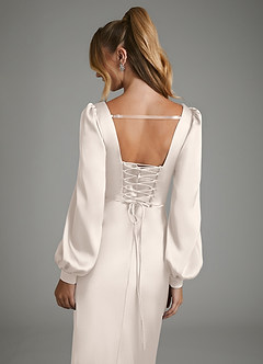 Azazie Brianna Bridesmaid Dresses White Alabaster Mermaid Corset Stretch Satin Dress image2