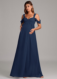 Azazie Rhea Maternity Bridesmaid Dresses A-Line Pleated Chiffon Floor-Length Dress image4