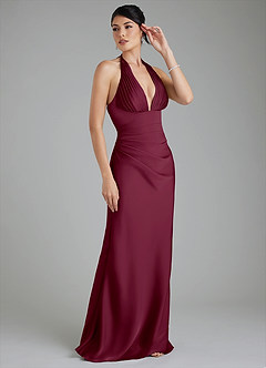 Azazie Torrance Robes de demoiselle d'honneur Robe Sirène en Satin extensible Corset Mûre image6