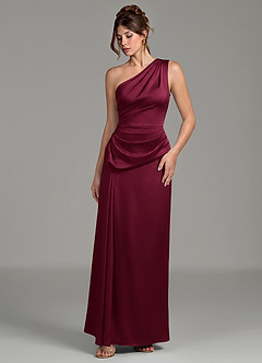 Azazie Zahira Brautjungfernkleider Etui One-Shoulder Stretch-Satin Kleid Burgunderrot image5