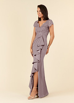 Azazie Carmen Mother of the Bride Dresses Vintage Mauve Sheath Lace Dress image2