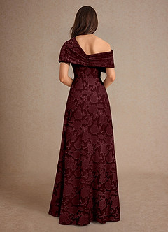 Azazie Milton Mother of the Bride Dresses Cabernet A-Line Pleated Floral Burnout Dress image2