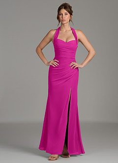 Azazie Destiny Vestidos de damas de honor Vestido de Fucsia de Gasa de Corte Sirena con Escote de Corazón image1