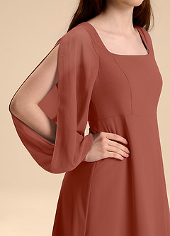 Azazie Bondi Junior Auburn A-Line Blouson Chiffon Dress image8