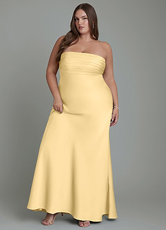 Azazie Saylor Vestidos de damas de honor Vestido Butter de Satén Elástico de Corte Sirena con Palabra de honor image11