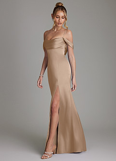 Azazie Nira Brautjungfernkleider Meerjungfrau-Linie Korsett Stretch-Satin Kleid Taupe image7