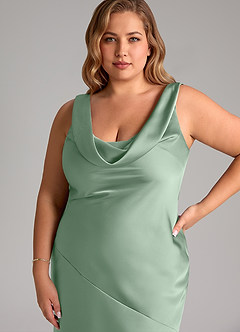 Azazie Rylina Robes de demoiselle d'honneur Robe Sirène en Satin extensible Agave image11