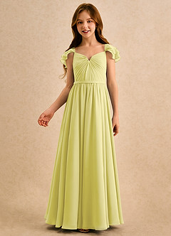 Azazie Meimei Girls Formal Final Sale Sky Blue A-Line Pleated Chiffon Dress image3