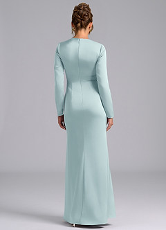 Azazie Valerie Bridesmaid Dresses Mist Mermaid Long Sleeve Stretch Satin Dress image2