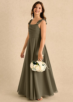 Azazie Masie Girls Formal Flower Girl Klänningar Klänning A-linje i Chiffong Plisserad image6