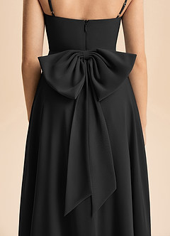 Azazie Bear Junior Black A-Line Pleated Chiffon Dress image7