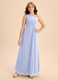 Azazie Brooke Junior Ice A-Line Side Slit Chiffon Dress image4