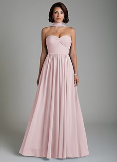 Azazie Petra Bridesmaid Dresses Blushing Pink A-Line Corset Chiffon Dress image7