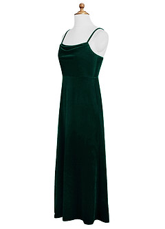 Azazie Solange Junior Emerald A-Line Velvet Dress image9