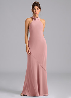 Azazie Velli Bridesmaid Dresses Dusty Rose Mermaid Bow Chiffon Dress image6