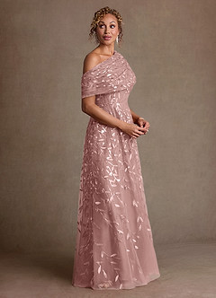 Azazie Sidney Mother of the Bride Dresses Dusty Rose A-Line Off the Shoulder Lace Dress image2