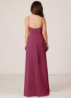 Azazie Kaylee Junior Mulberry A-Line with Belt Chiffon Dress image2