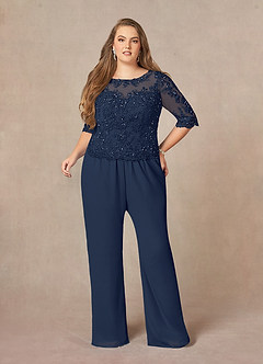 Azazie Florida Mother of the Bride Dresses Dark Navy Jumpsuit/Pantsuit Sequins Chiffon Dress image17
