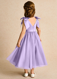Azazie Serene Abiti da Ragazza di Fiori Abito Principessa in Raso Opaco Fiocco Lilla image3