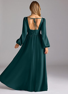 Azazie Norah Bridesmaid Dresses Pine A-Line Stretch Satin Dress image2