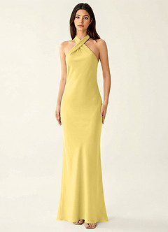 Manllanda Pastel Yellow Bows Satin Prom Dress image4