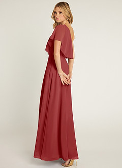 Azazie Lizzy Bridesmaid Dresses Rust A-Line One Shoulder Chiffon Dress image6