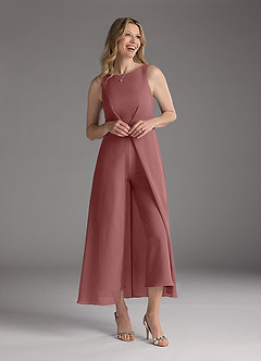 Azazie Anitta Mother of the Bride Dresses Desert Rose Jumpsuit/Pantsuit Pleated Stretch Crepe Dress image1