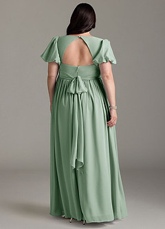 Azazie Madisynn Brautjungfernkleider für Schwangere Schleifen Chiffon Bodenlänge Kleid image6