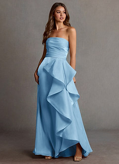 Kalista Mint Blue Satin Faced Chiffon Prom Dress image4