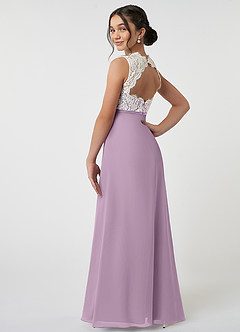 Azazie Rana Junior A-Linie Spitze Chiffon Kleid Blauregen image4