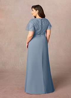 Azazie Singer Abiti per la Madre della Sposa Abito A-Line in Chiffon con Scollo a V in Pizzo Crepuscolo image9