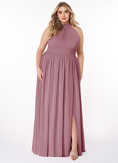 Azazie Iman Bridesmaid Dresses Vintage Mauve A-Line A-Line Ruched Chiffon Dress image15